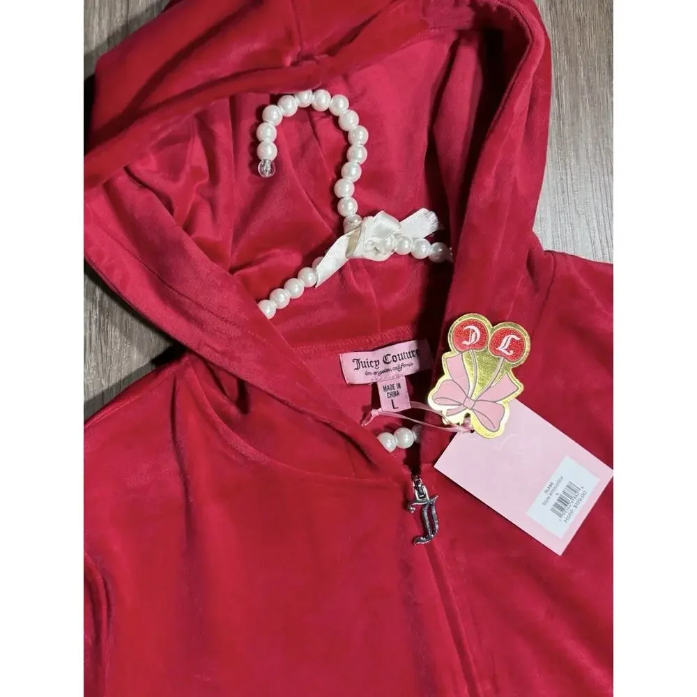 JUICY COUTURE NWT Velour Tracksuit Bling OG Hoodie & Pant's Color Flash Sz Large